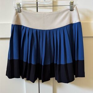 Theory Cream and Blue Skater Mini Skirt